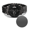 Black Chronograph Watch with Engraving