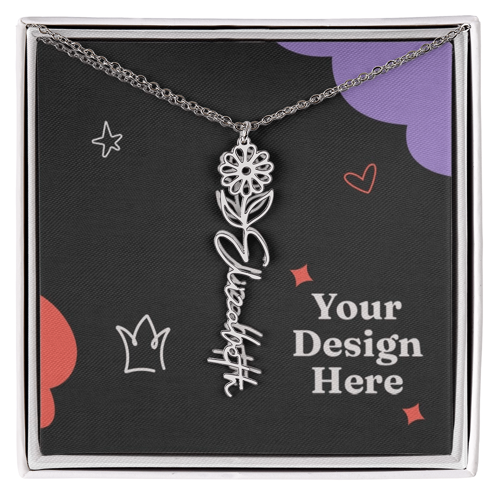 Flower Name Necklace with customizable birth flower design