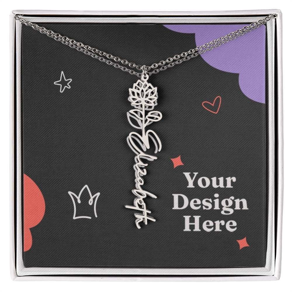 Flower Name Necklace with customizable birth flower design