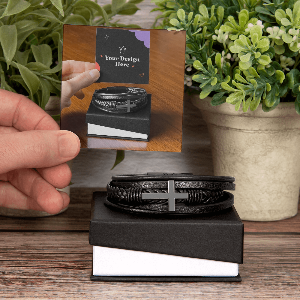 Men's Cross Leather Bracelet