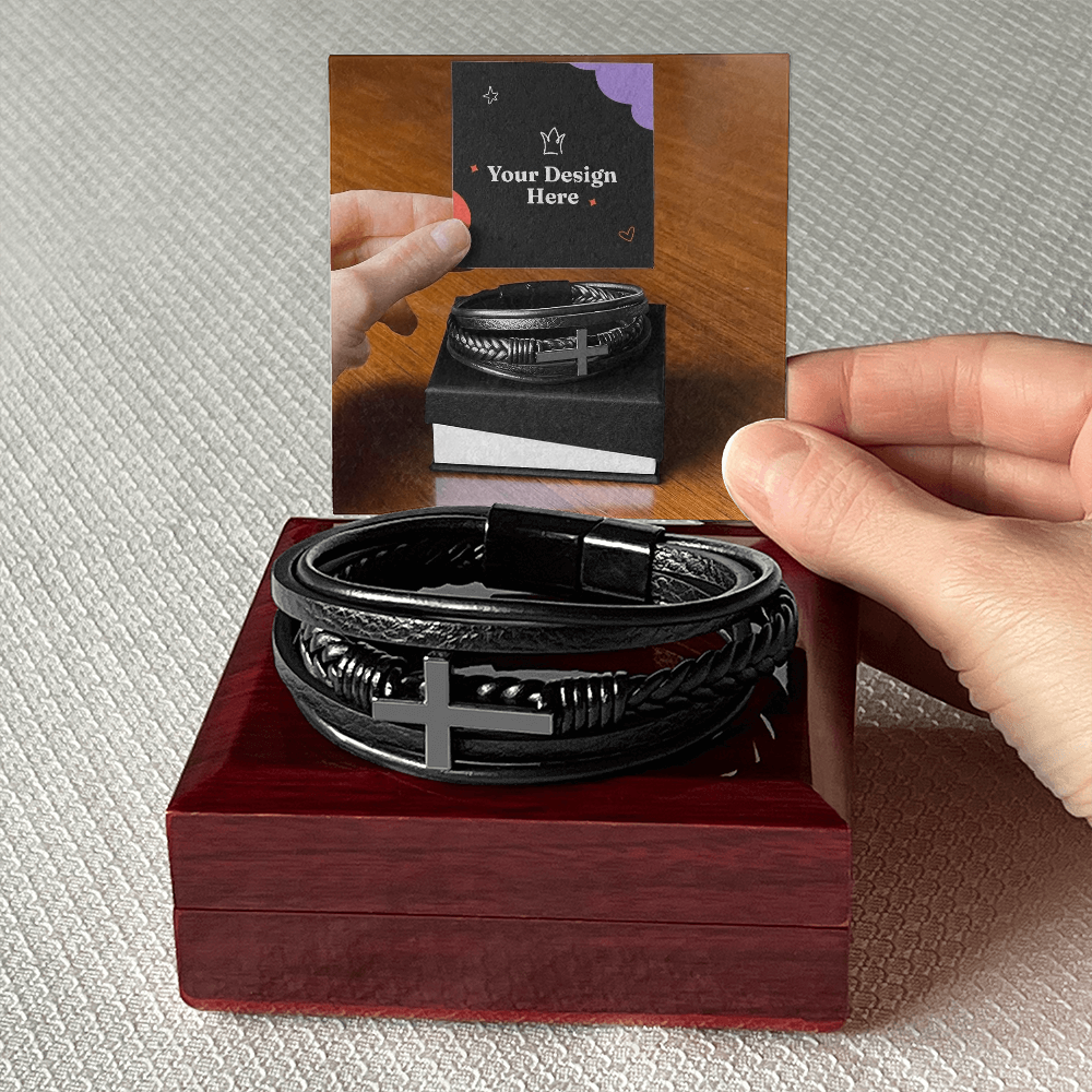 Men's Cross Leather Bracelet