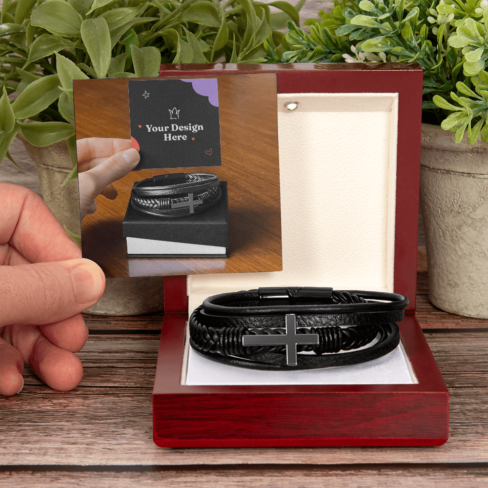 Men's Cross Leather Bracelet