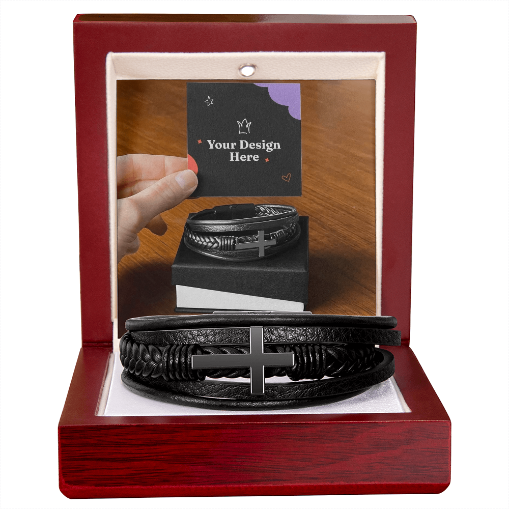 Men's Cross Leather Bracelet